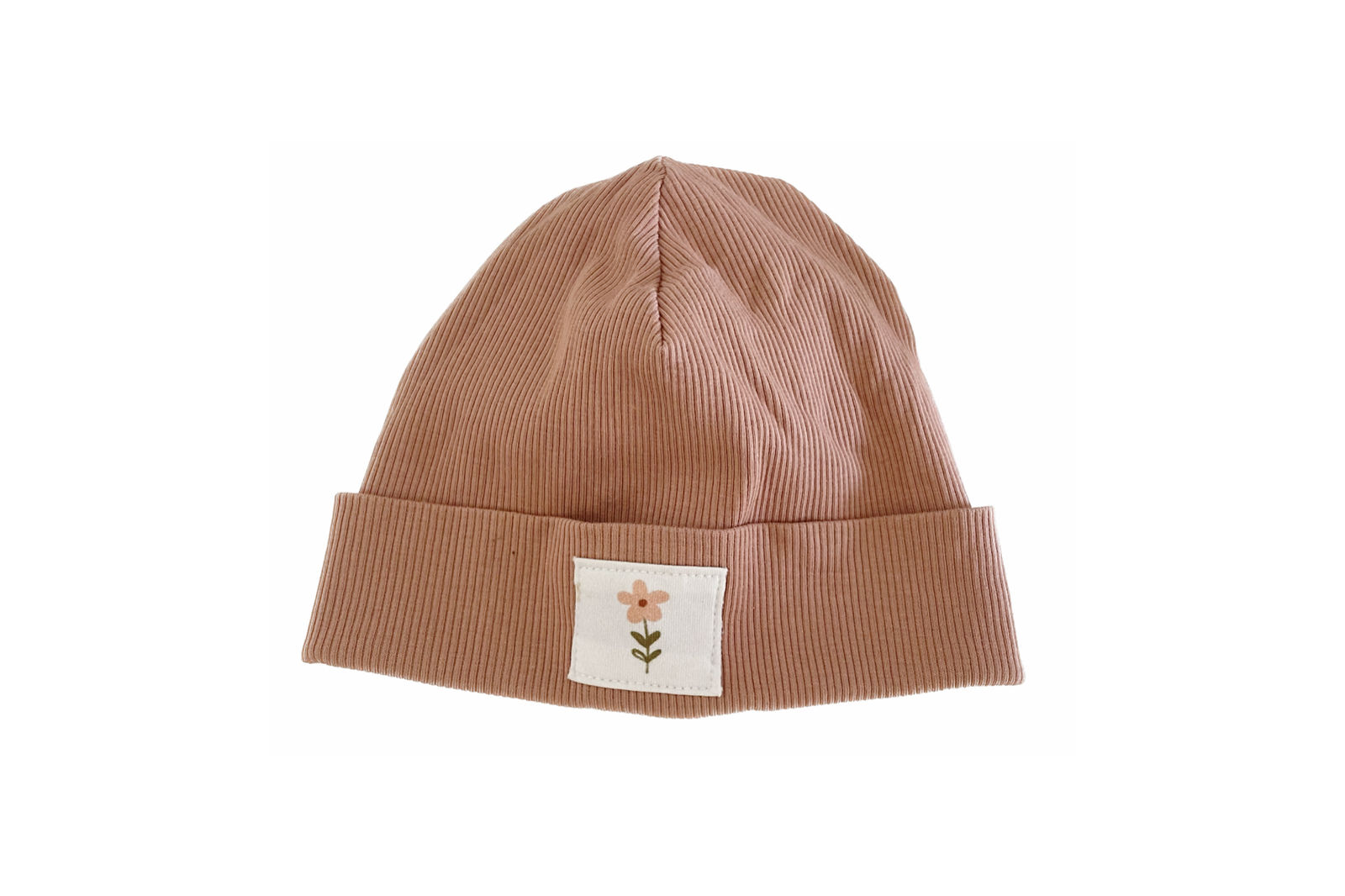Rippstrick Beanie (rosenholz)