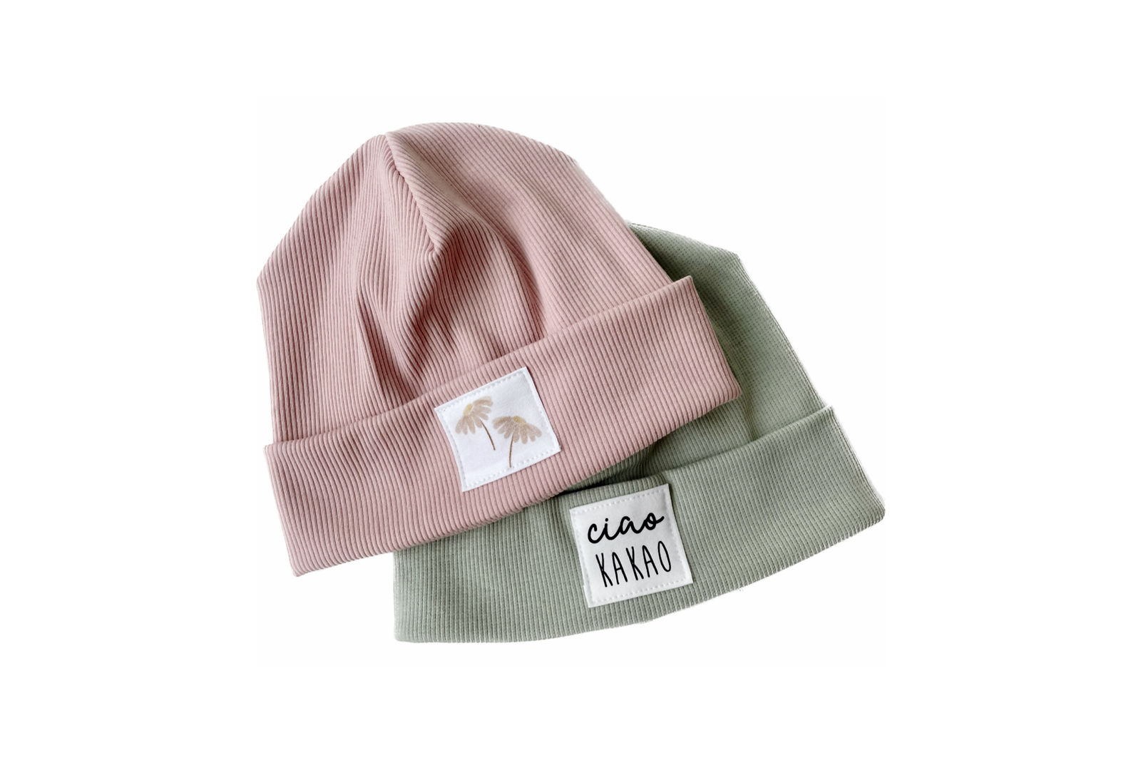 Rippstrick Beanie (puderrosa)