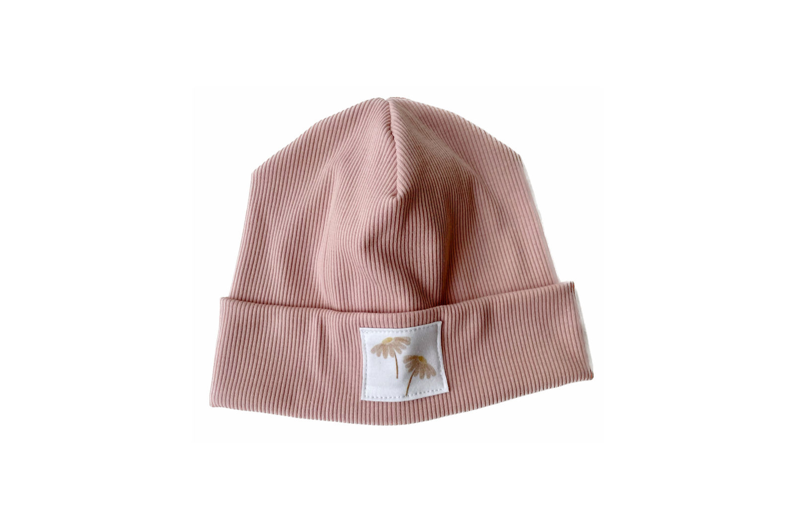 Rippstrick Beanie (puderrosa)